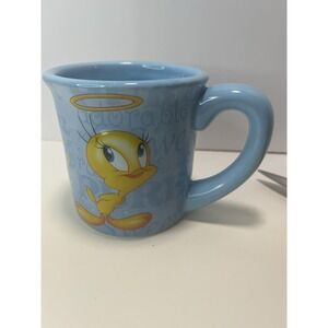 Tweety Bird 99% Angel Coffee Mug Houston Harvest 3D Blue Ceramic Warner Brothers